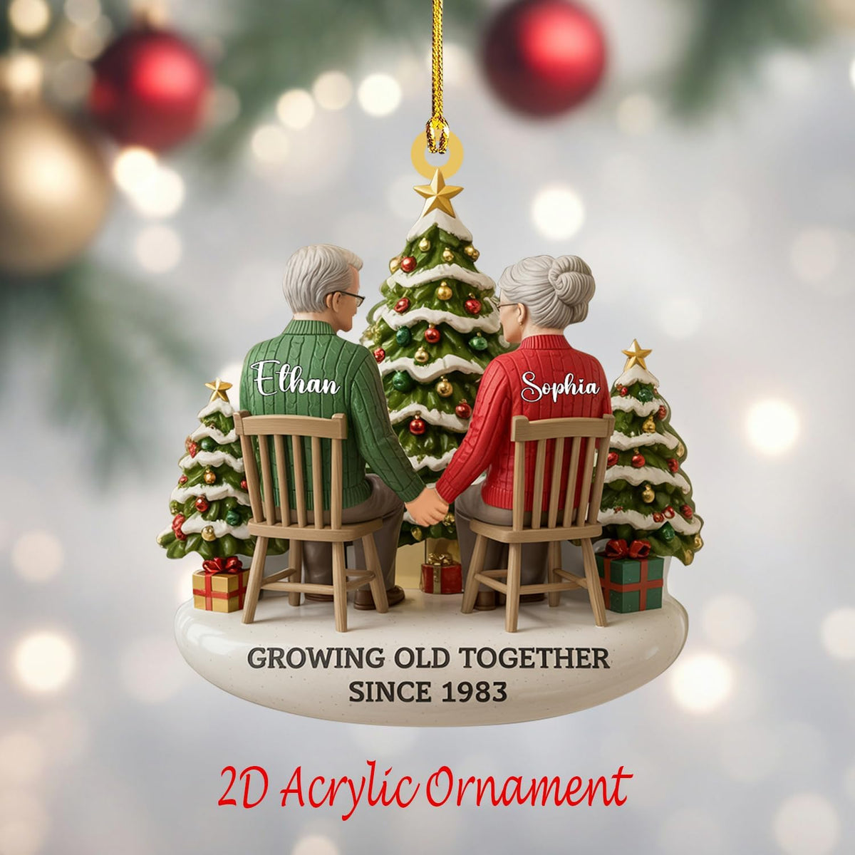 Love Signal Growing Old Together Christmas Ornament, Personalized Couple Ornaments for Christmas
