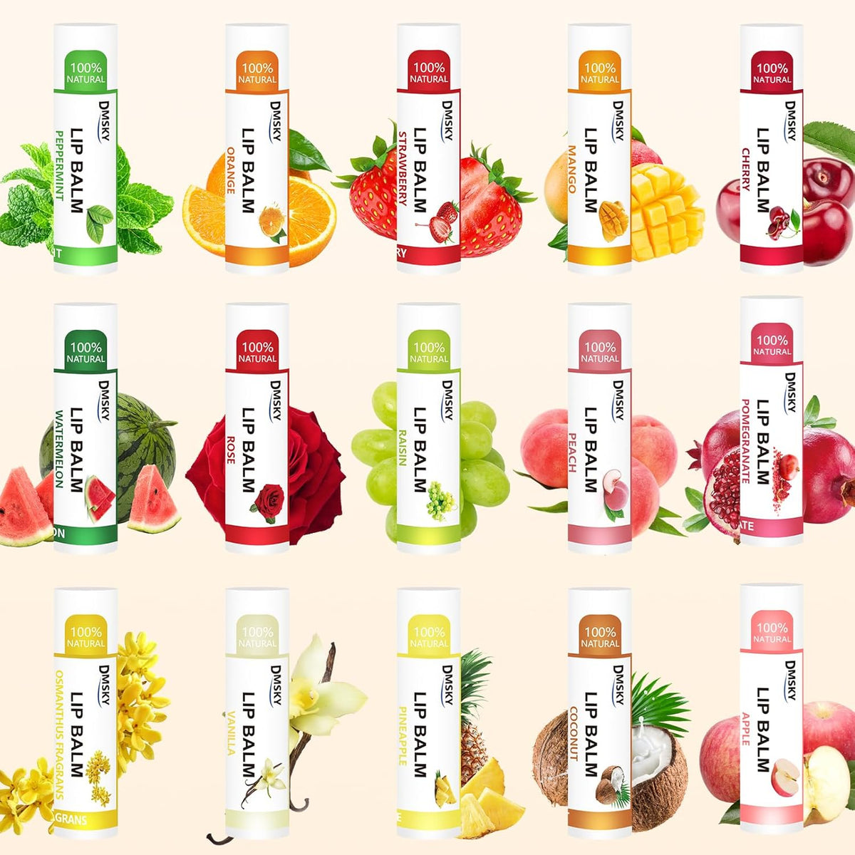 DMSKY 240 Pack Lip Balm, Natural Lip Balm Bulk with Vitamin E and Coconut Oil, Moisturizing Lip