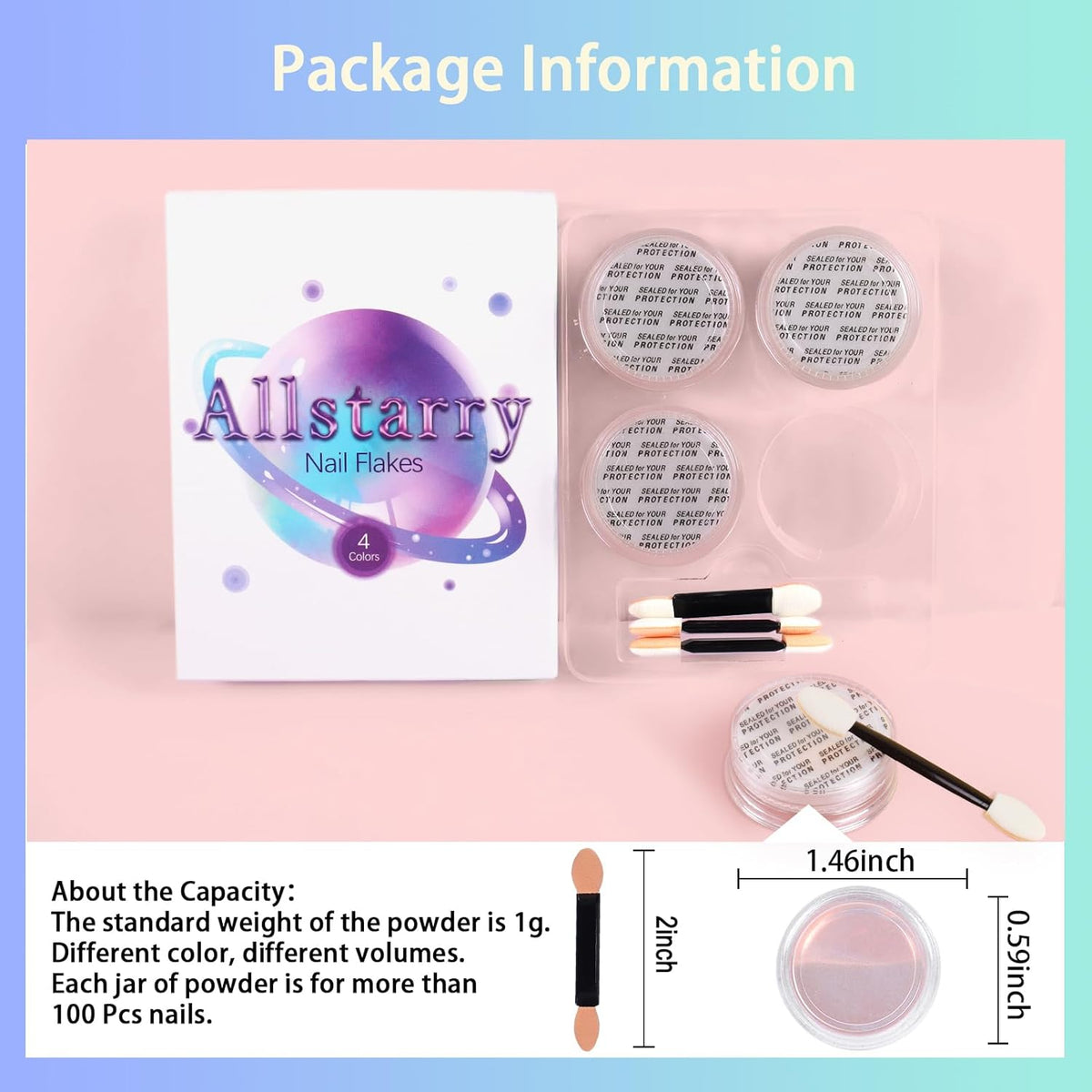 Allstarry White Chrome Nail Powder, 4 PCS Color-Shift Chameleon Mica Powder Pearlescent Pearl