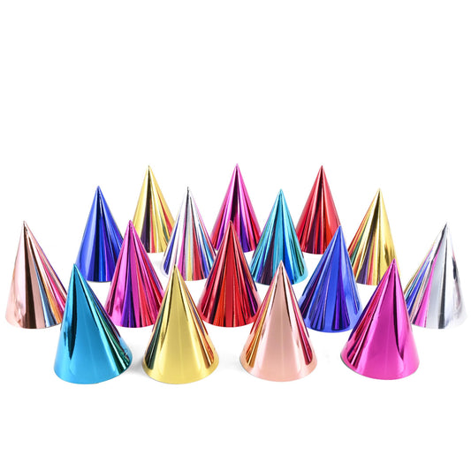 CANREVEL 28 PCS Pre-Assembled Party Hats for Adults and Kids, Shiny