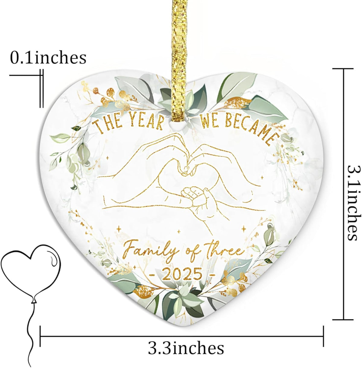 GOSSBY Baby First Christmas Ornament 2025 - The Year We Became Family of 3 - Baby Frist for New