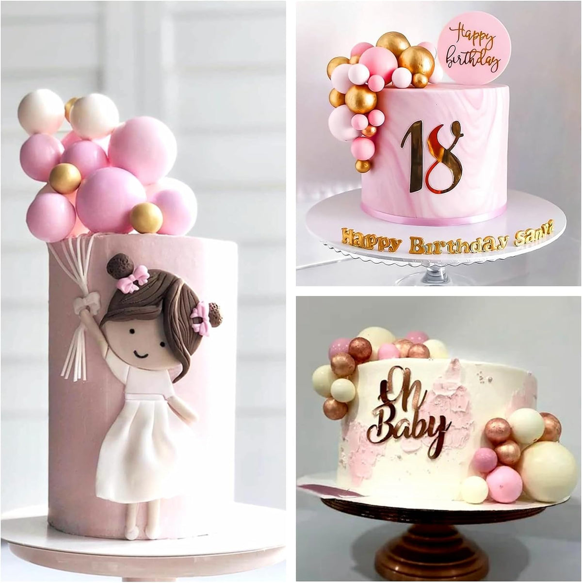ASTARON 32 Pcs Ball Cake Topper Decorations Mini Balloons Cake Topper Sticks Foam Balls Cake Picks