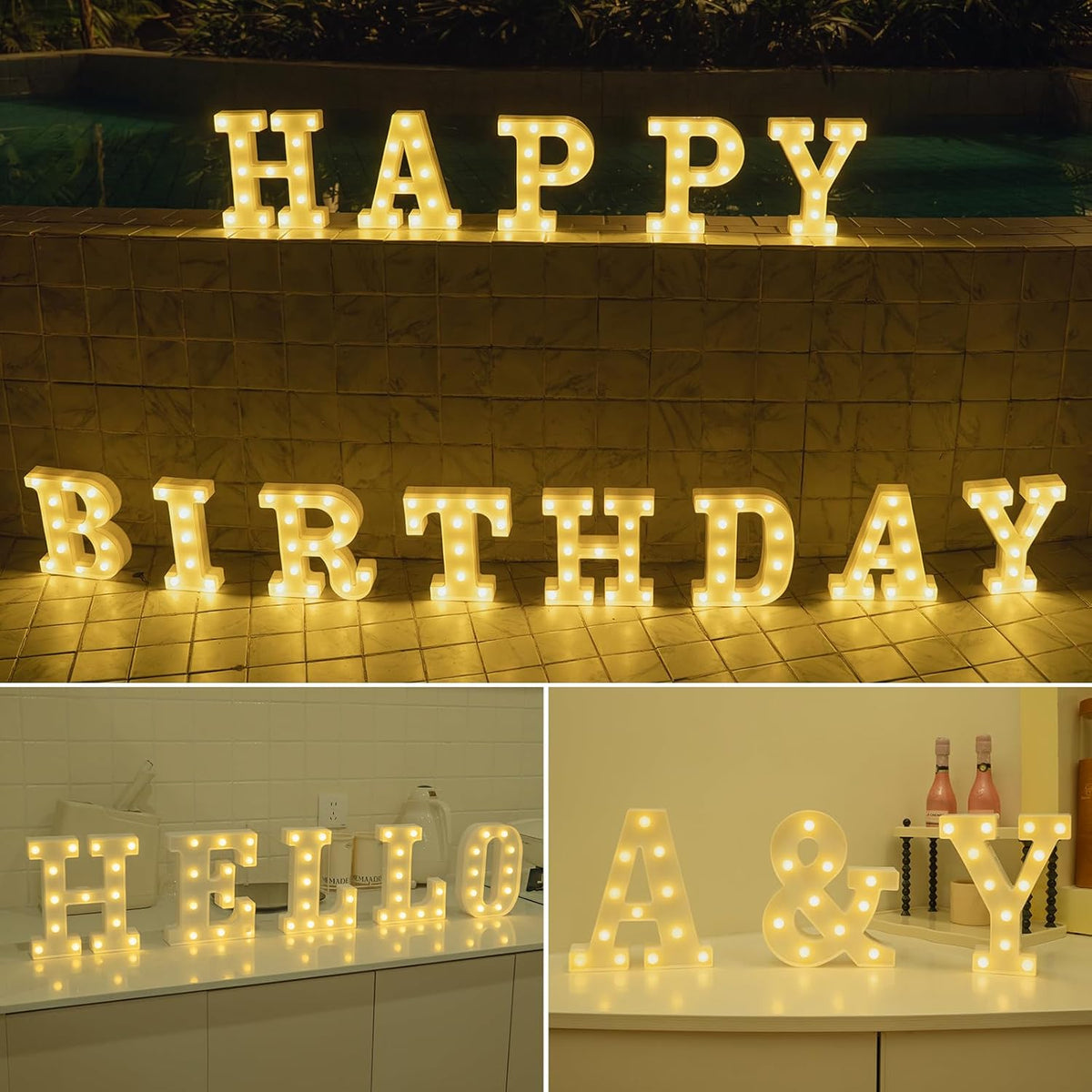 Foaky LED Letter Lights Sign Marquee Light Up Letters Sign for Night Light Wedding/Birthday Party