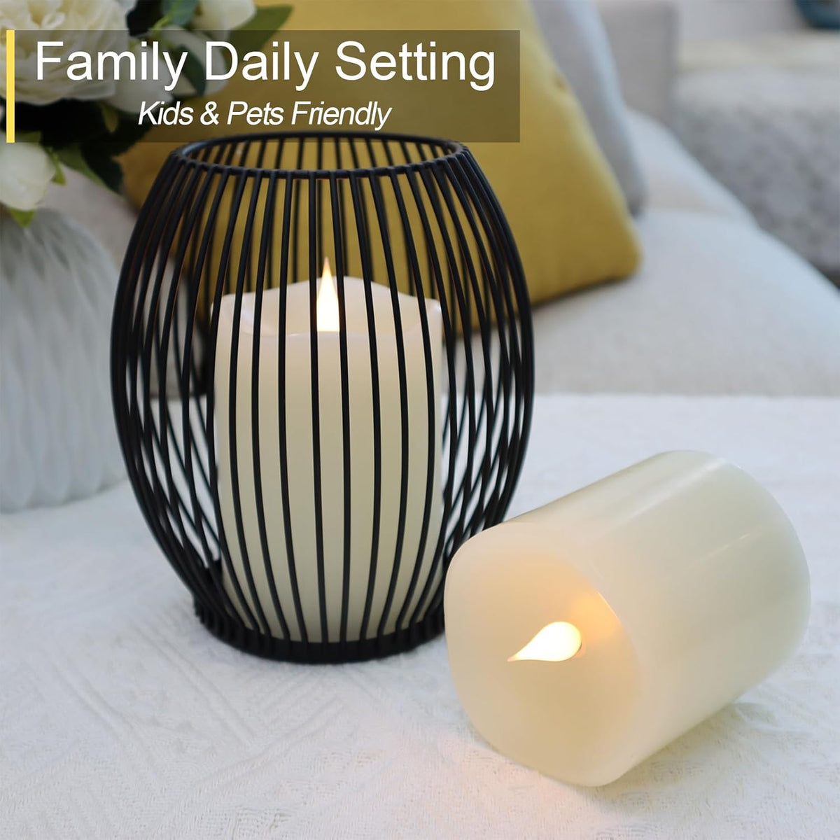 Flameless Candles Battery Operated with Remote Timer, 3D Moving Flame Flickering, Last 600+ Hours