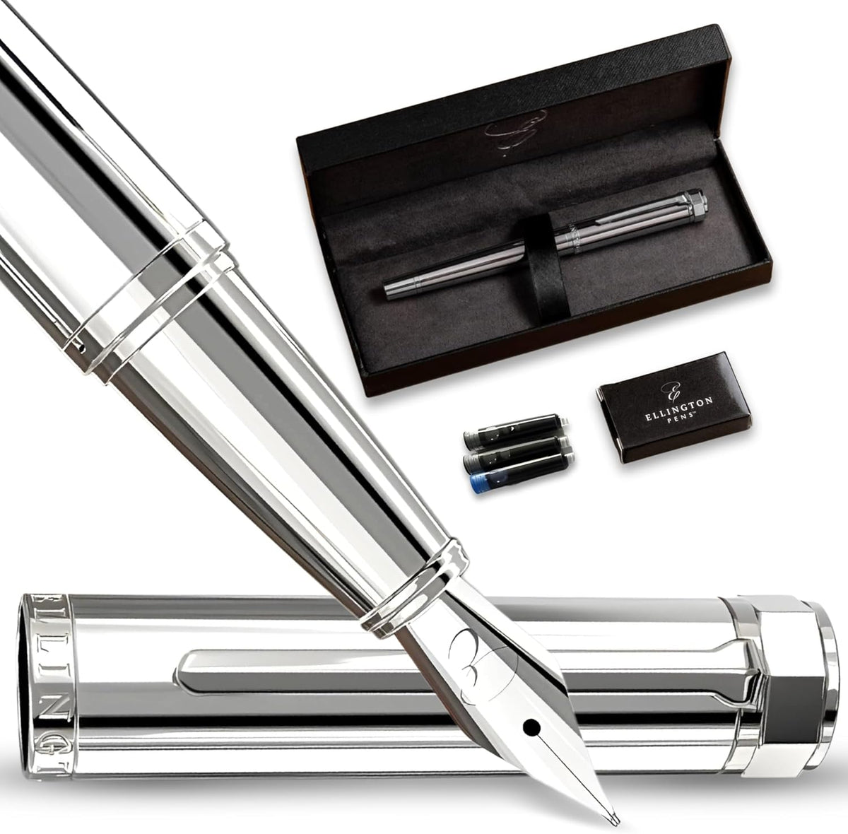 Ellington Pens Luxury Fountain Pen Set- Fountain Pens for Writing - Smooth Fine Nib - Includes