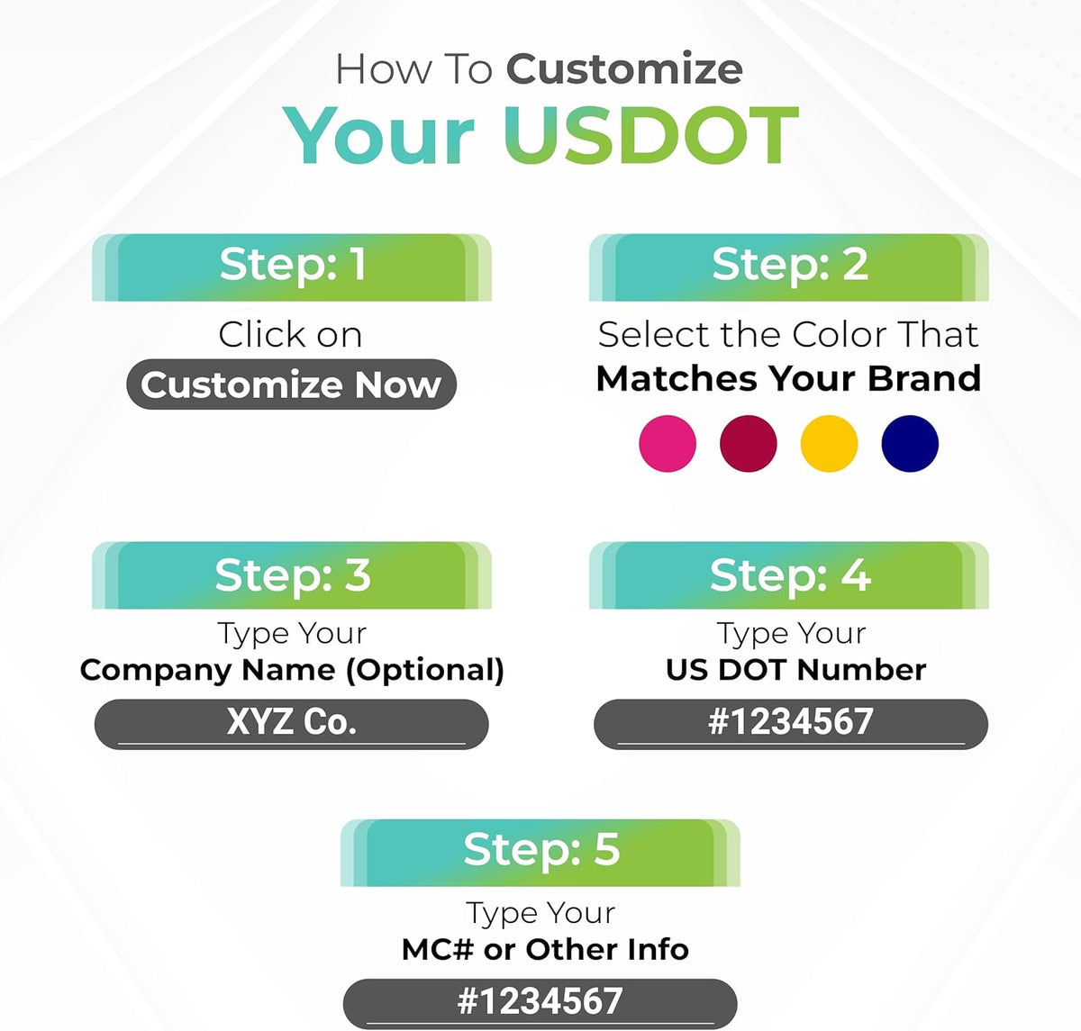 Custom USDOT Truck Decal, MC, Company Name & Registration Stickers, Vinyl Lettering Sticker for