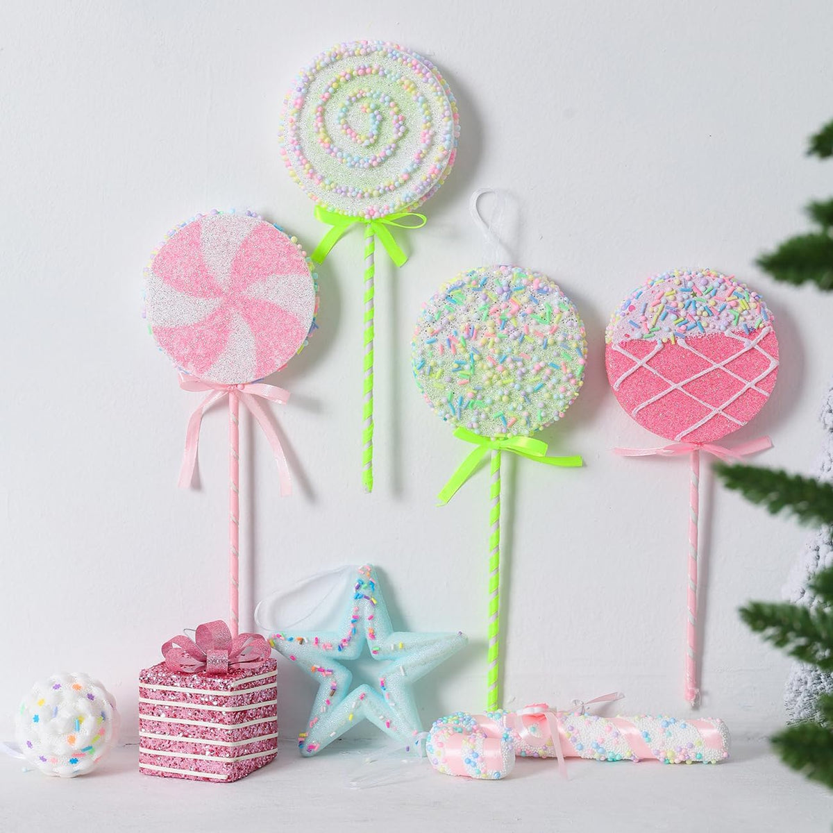 LANGXUN 6pcs Lollipop Candy Land 2025 Xmas Birthday Party Wedding Suppiles Decoration, Hanging