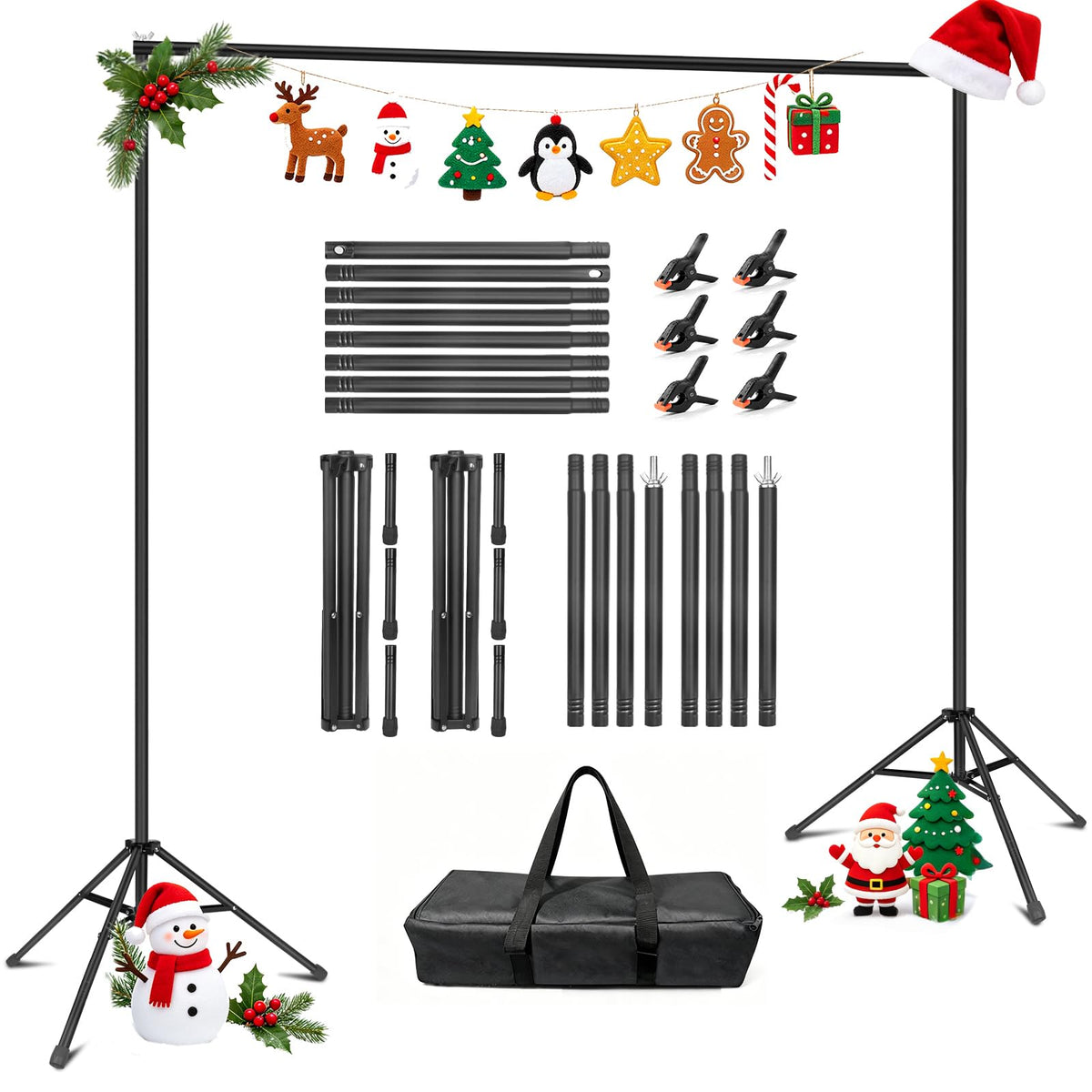 Backdrop Stand 10x7ft(WxH)- 7 Widths Photo Studio Adjustable Background Stand Support kit with