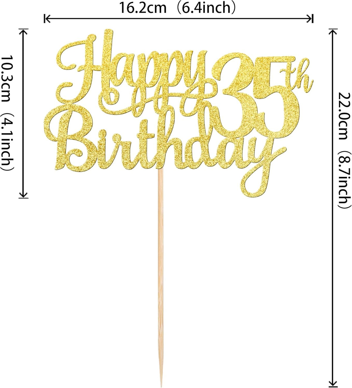 1 PCS Happy 35th Birthday Cake Topper Gold Glitter Cheers to 35 Years Birthday Cake Pick 35