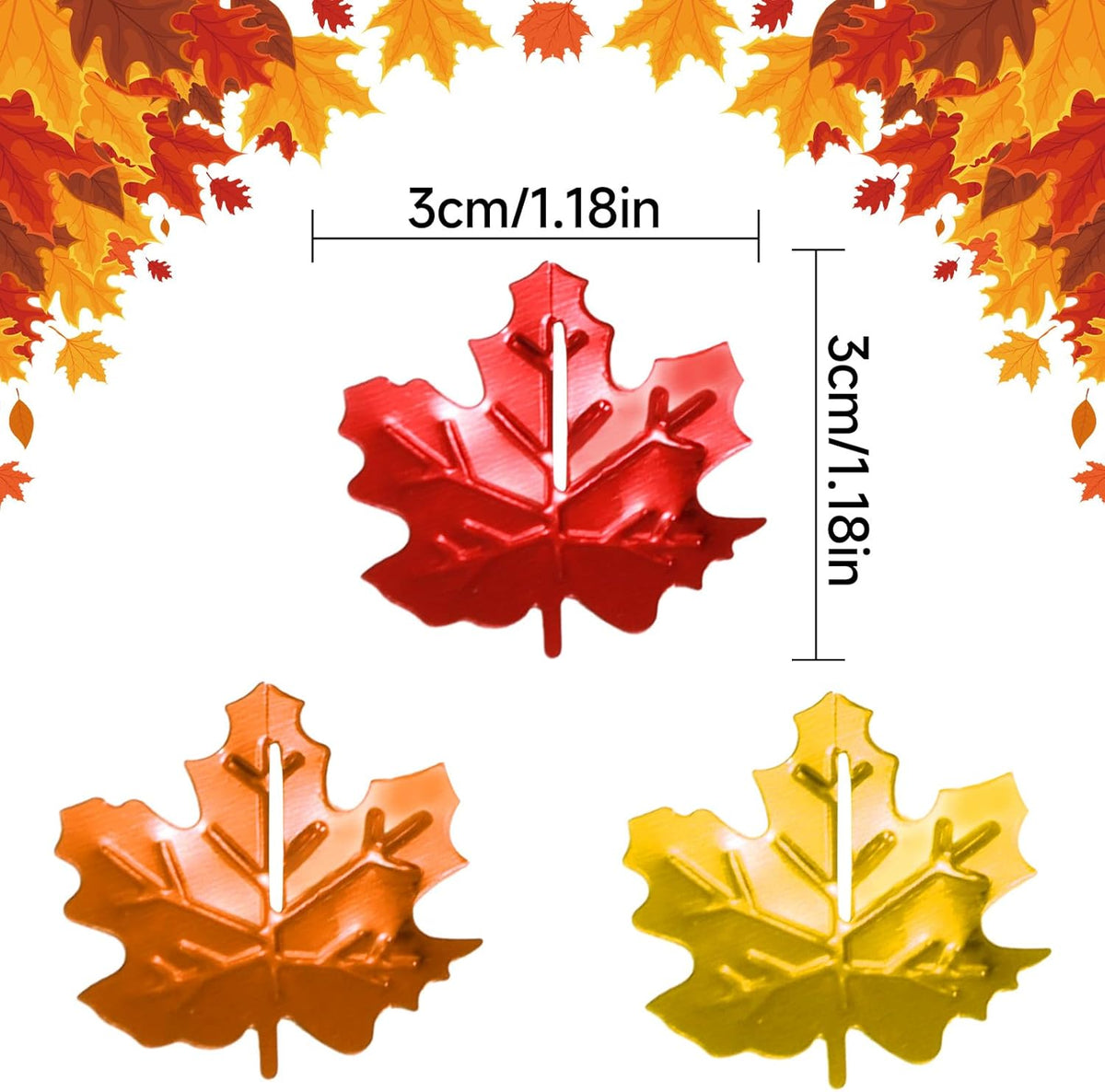 200 Pieces Fall Confetti, Thanksgiving Maple Leaves Acorn Sprinkles Foil Metallic Table Scatter