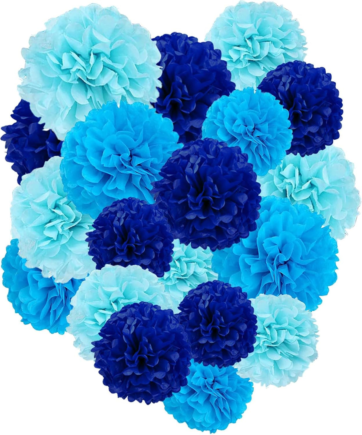 Capesaro Blue Paper Pom Poms - 10",12" Tissue Pom Poms Decorations for Baby Shower Boy Party
