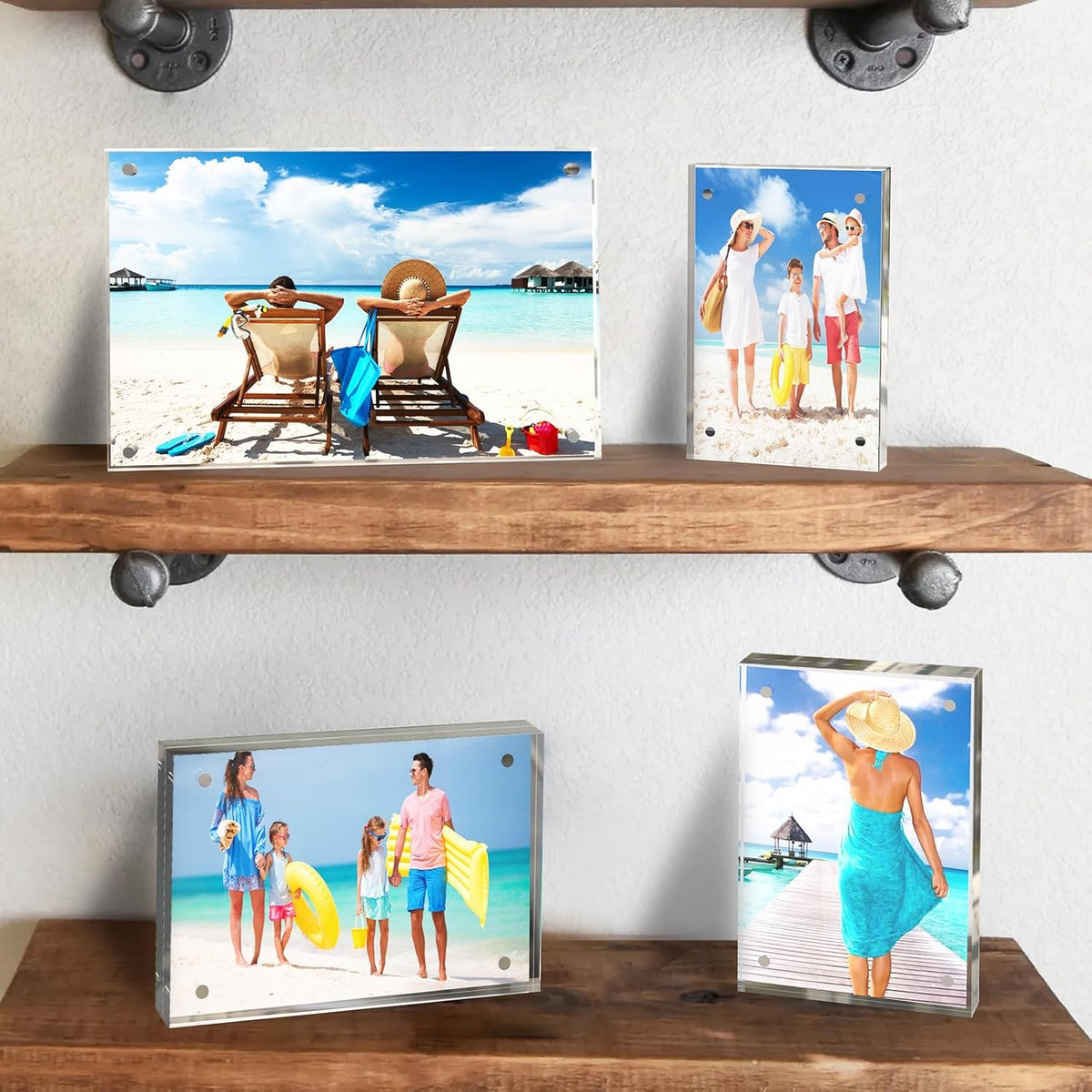 4x6 Inches Acrylic Picture Frames 1 Pack, Double Sided Magnetic Photo Frames,Free Standing on Desk