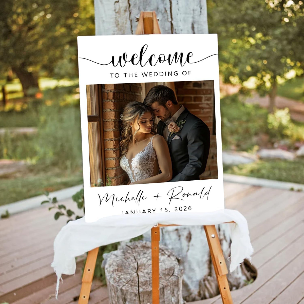 Editable Wedding Welcome Sign with Photo, Personalized Modern Reception Poster, Minimalist