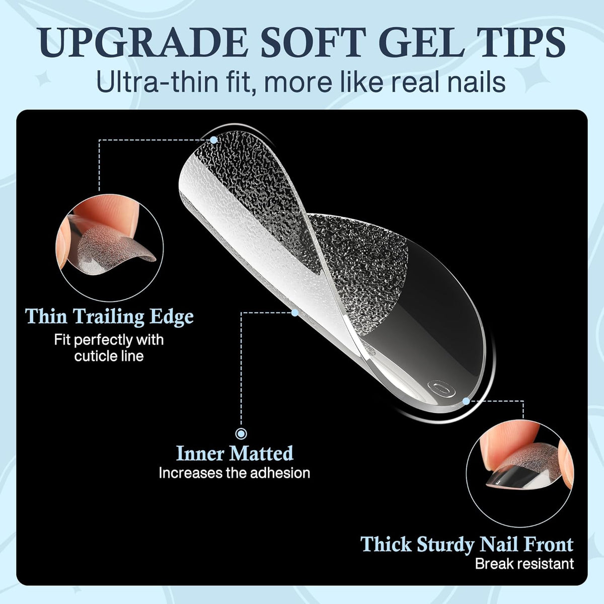 Extra Short Almond Nail Tips, 360pcs Soft Gel Pre-Shaped Acrylic XS Fake Nails, Half Matte Full