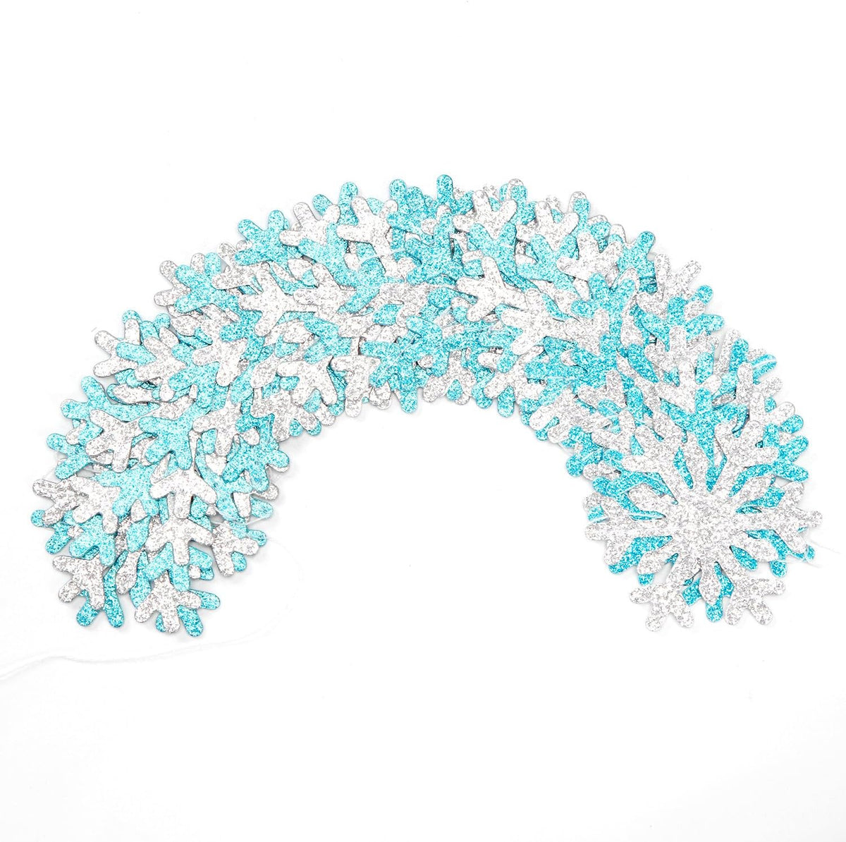 Snowflake-Snow Teal-Silver Christmas Party-Decoration Garland - 52ft Turquoise Winter Wonderland
