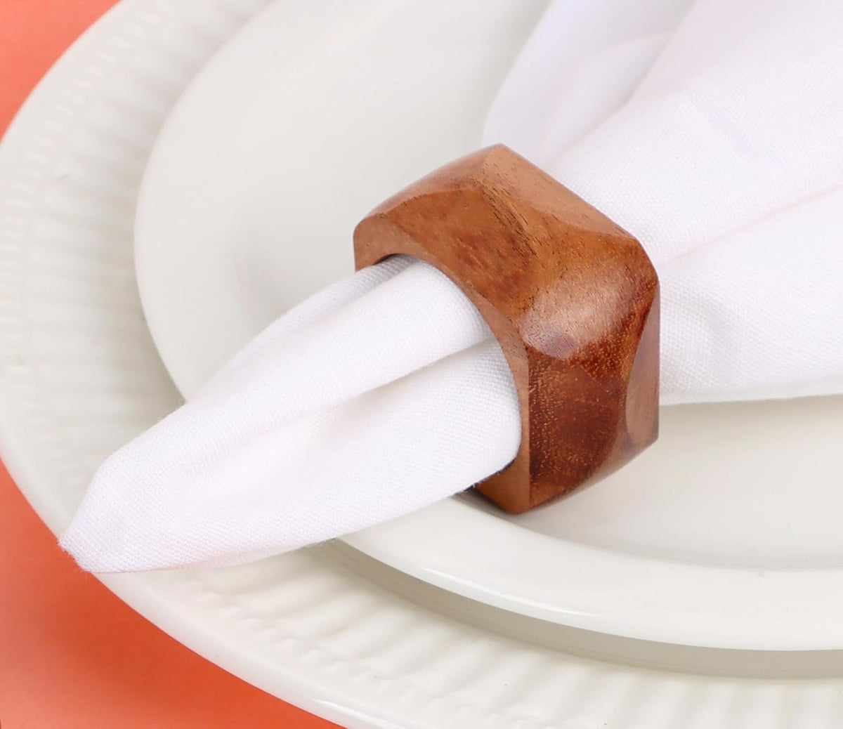 Wooden Napkin Rings Set of 12 Fall Decor for Home Square Acacia Wood Napkin Holders for Dining