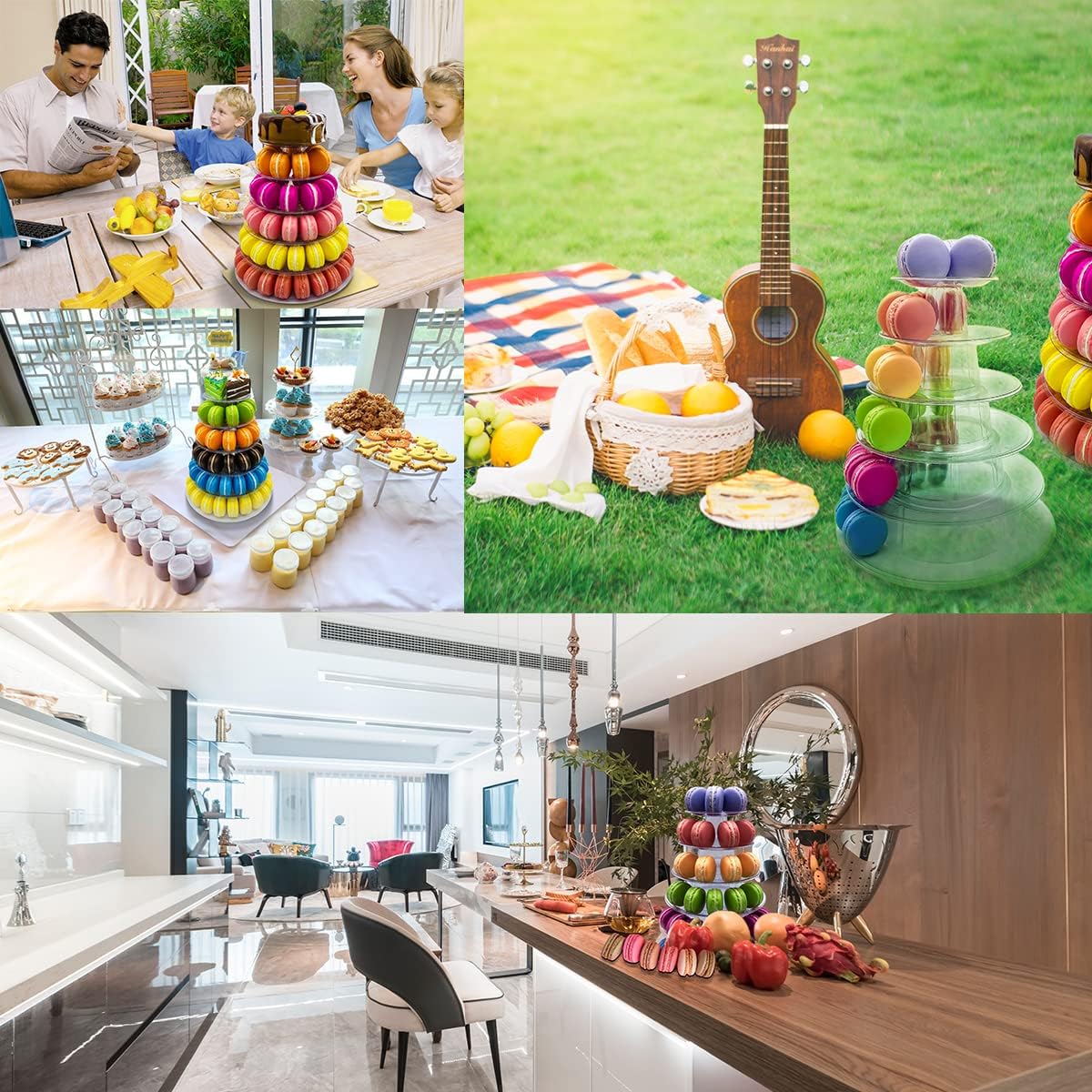 6 Tiers Macaroon Tower Stand, Round Macaron Tower Cake Display Rack Plastic Cupcake Stand Macarons