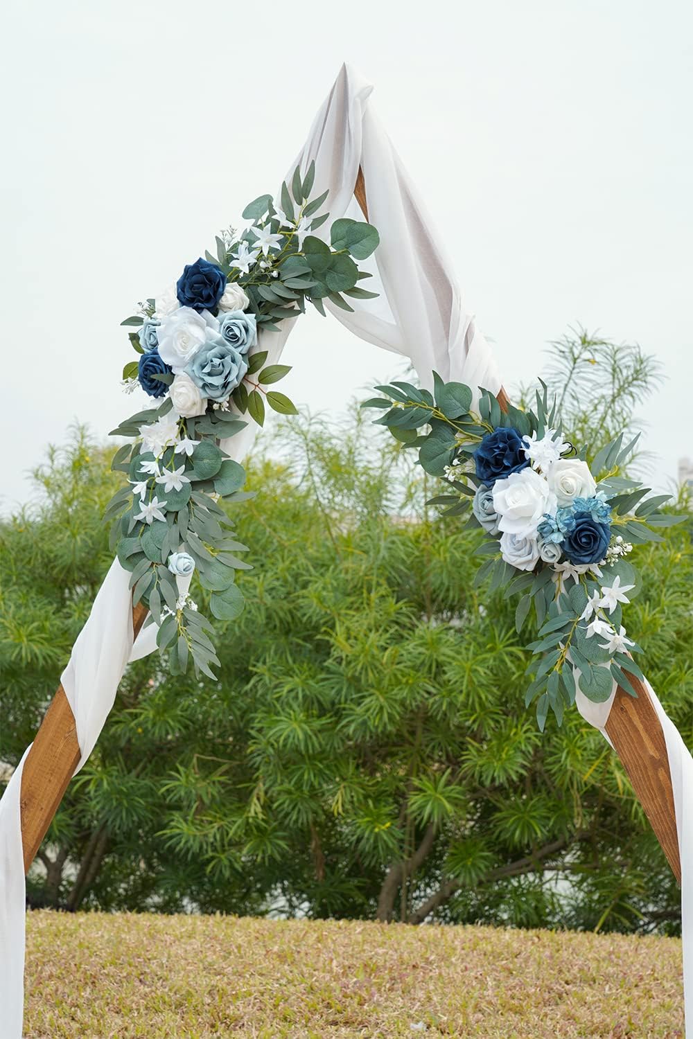 ponatia Wedding Arch Flowers (Pack of 2), Artificial Dusty Blue Flowers & Welcome Signs Decorations