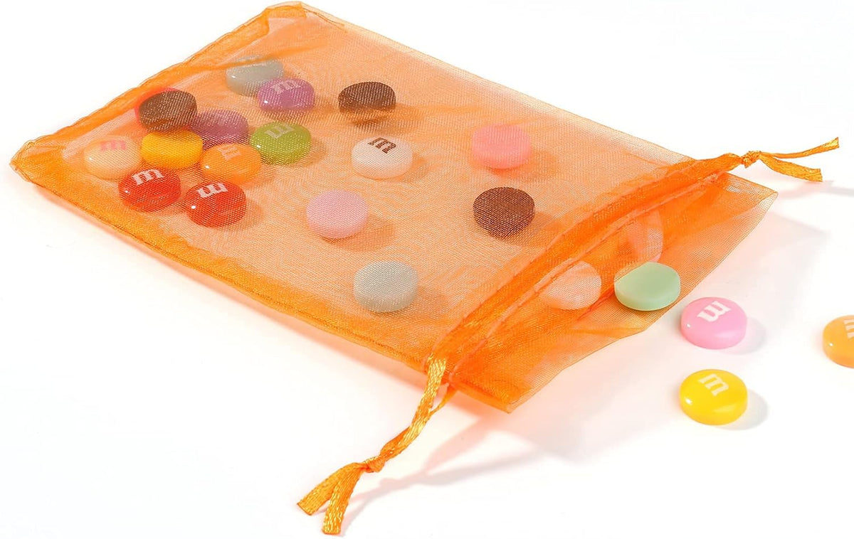 ANZNKU 50 Pack Organza Bags 4 x 6 inch Premium Sheer Drawstring Small Gift Bags for Halloween Candy