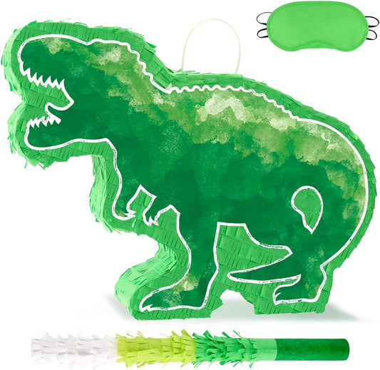 WERNNSAI Dinosaur Piñata - Watercolor Green Dinosaur Piñata Birthday Piñata with Stick and