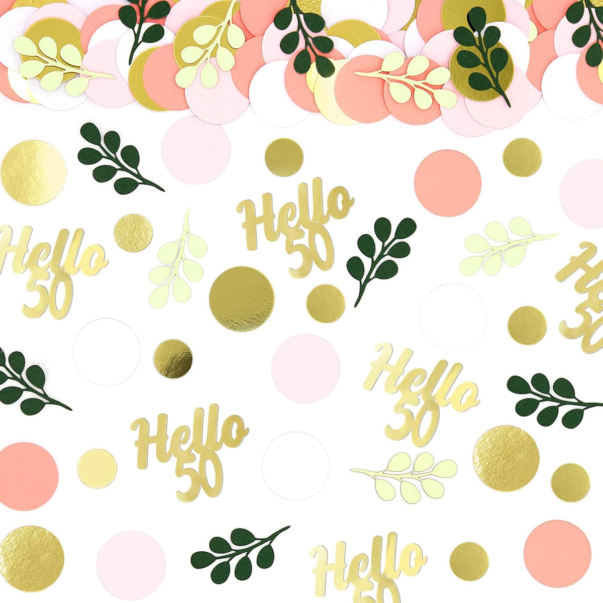 300PC 50TH Birthday Confetti for Table Pink and Sage Green Happy 50TH Birthday Decorations for