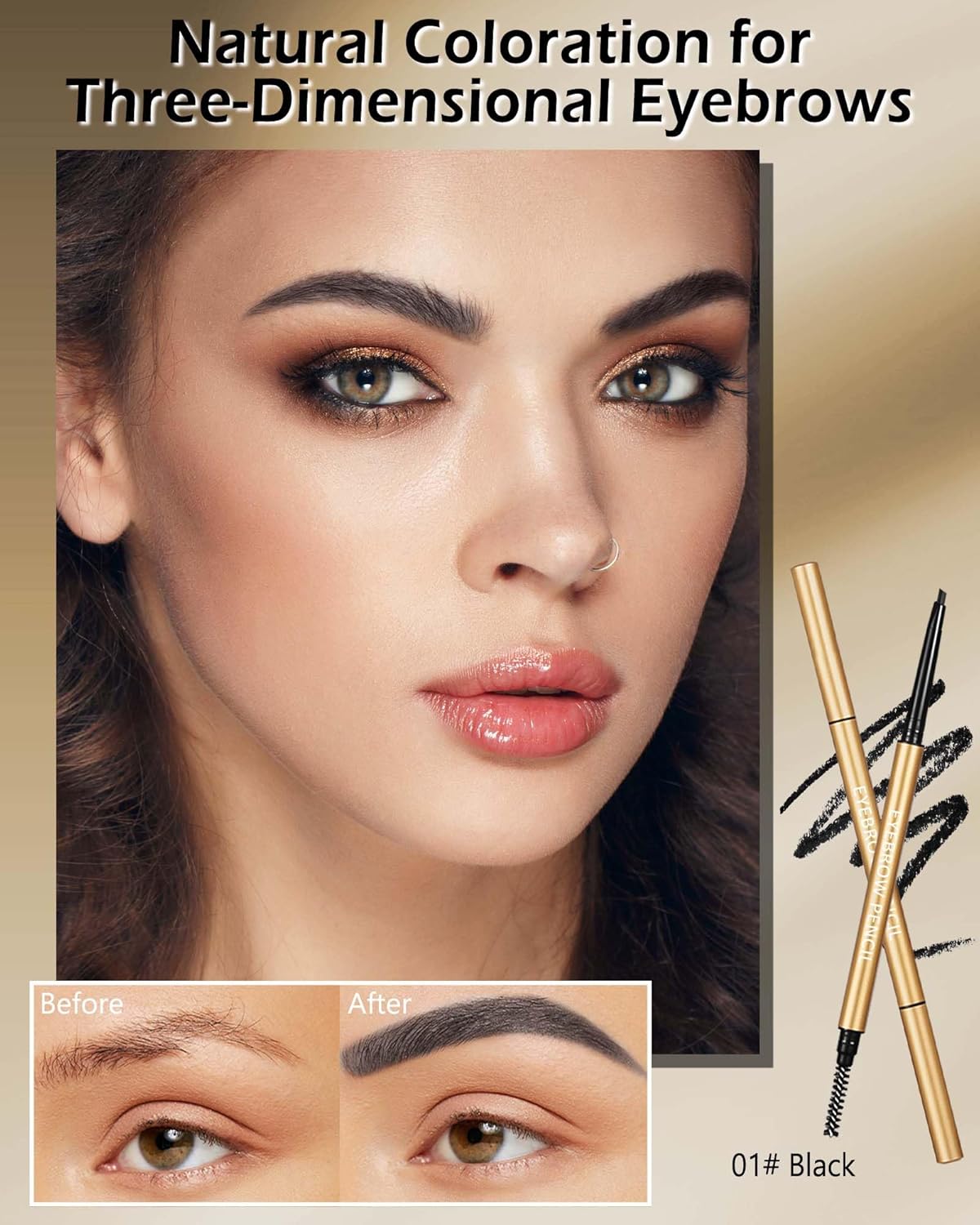 Black Eyebrow Pencil, 12Pcs Black Ultra-Fine Retractable Eye Brow Pencil,Long-Lasting Waterproof