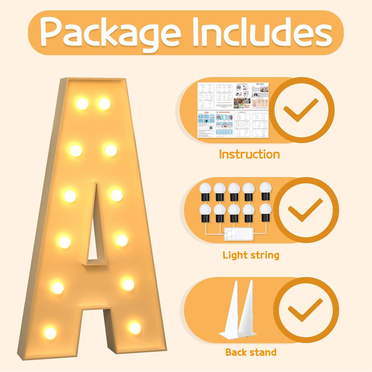 imprsv 4FT Marquee Light Up Letters A, Large Light Up Letters for Baby Shower Anniversary Weeding