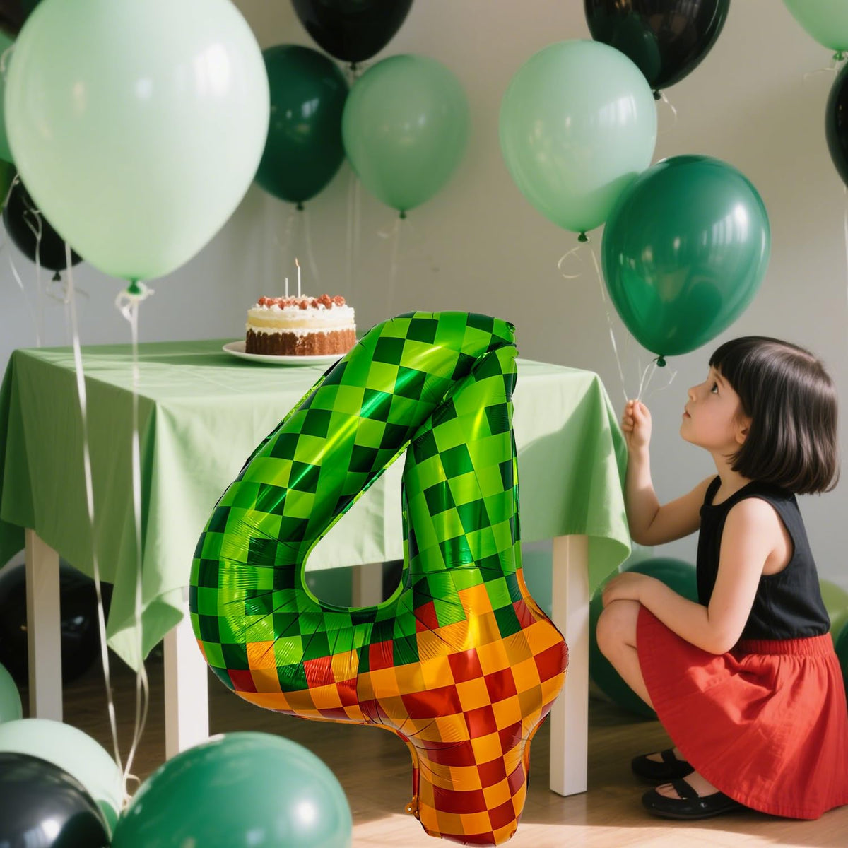 Pixel & TNT Theme 40in Giant Number Balloons - Foil Mylar Birthday Party Decorations for Kids
