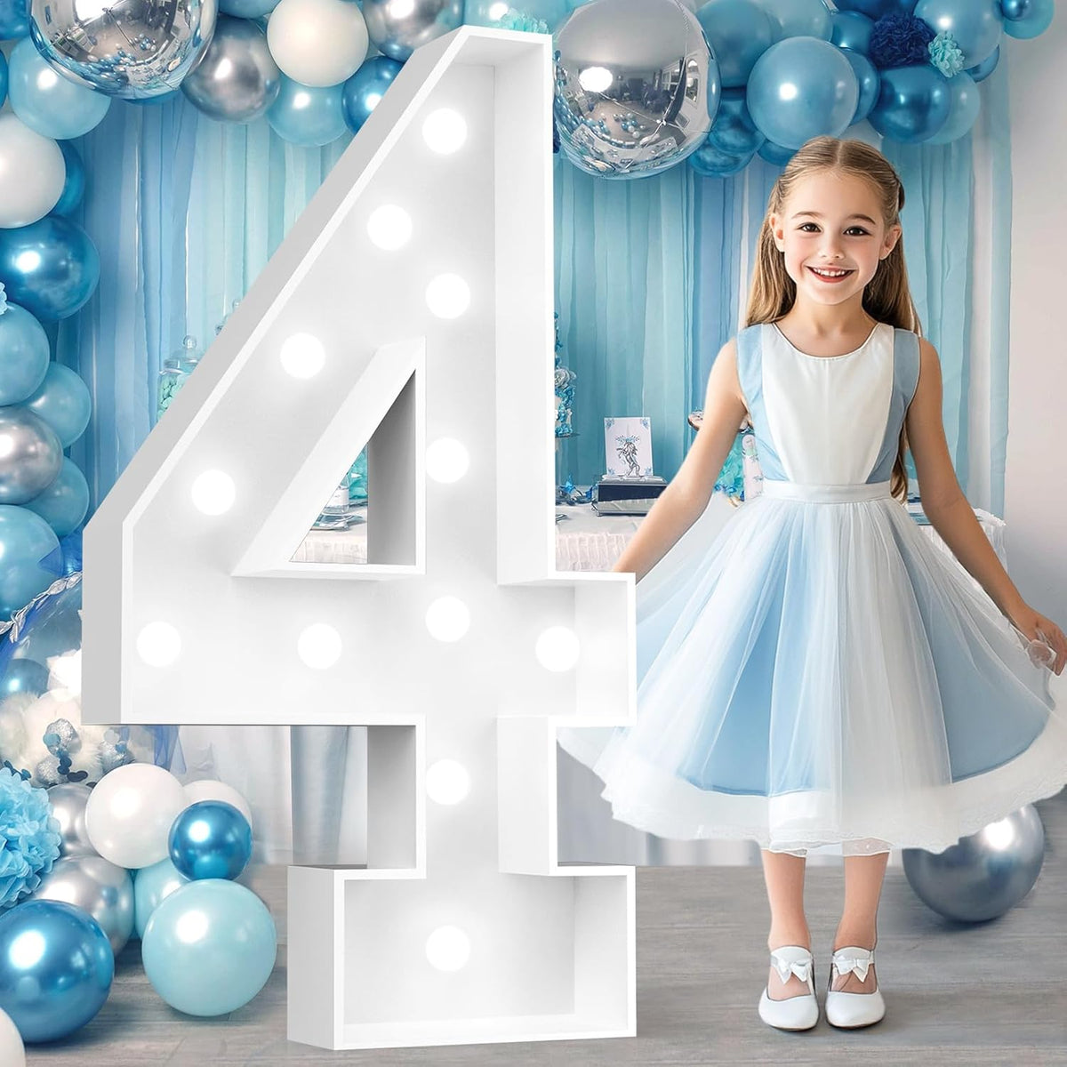 Ledido 4FT Marquee Light Up Numbers, Cool White Light Up Numbers Large Marquee Numbers for Party