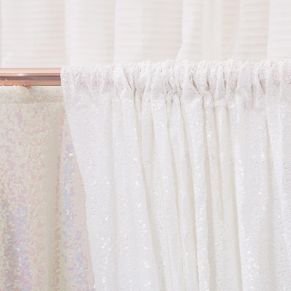 Poise3EHome Sequin Backdrop Curtain, White Sequin Backdrop, Sequin Curtains for Party Wedding