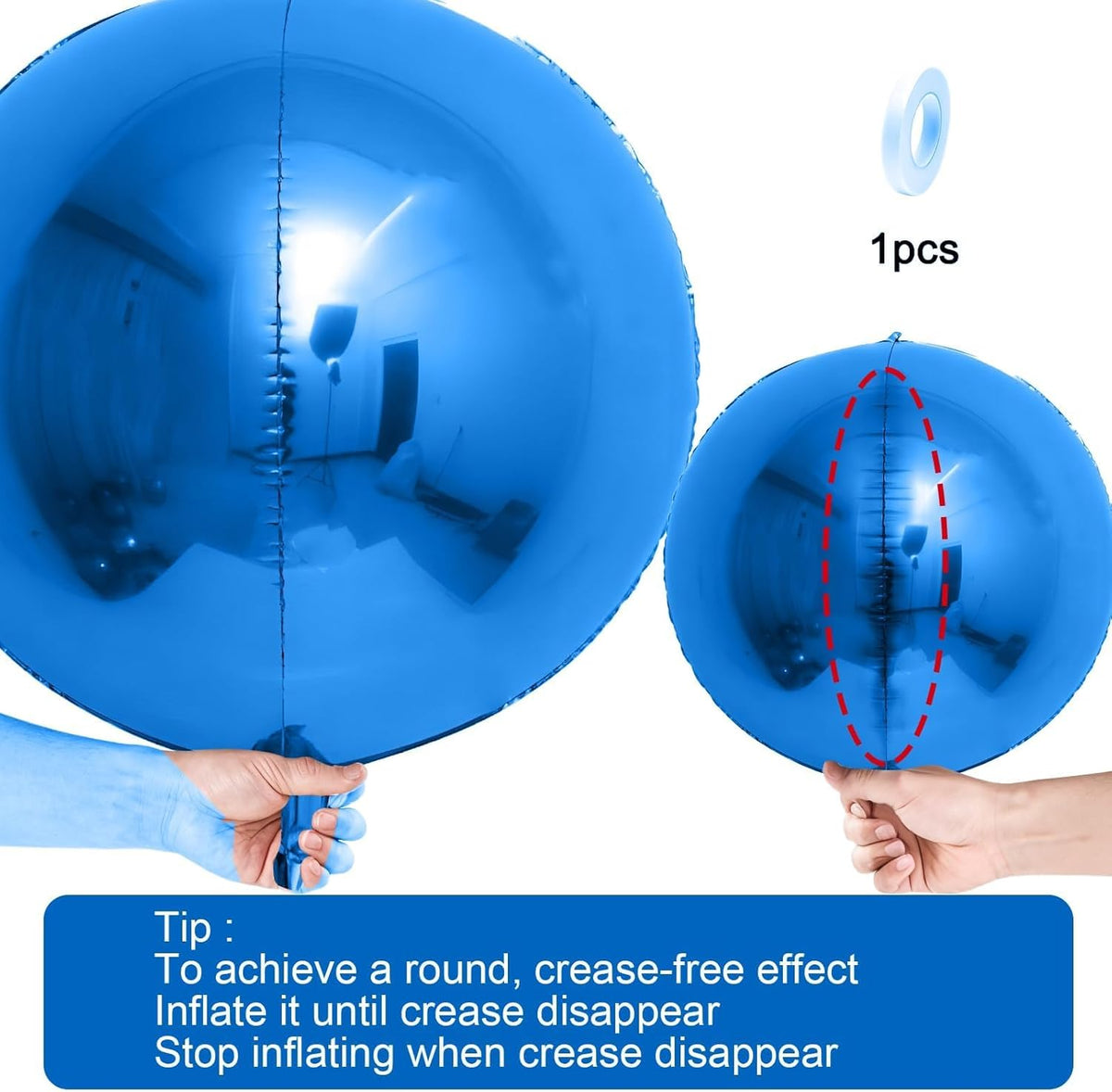 12Pcs Dark Blue Round Foil Balloons, 22" 15" 10" 4D Helium Ball Balloon, Metallic Blue Foil Balloon