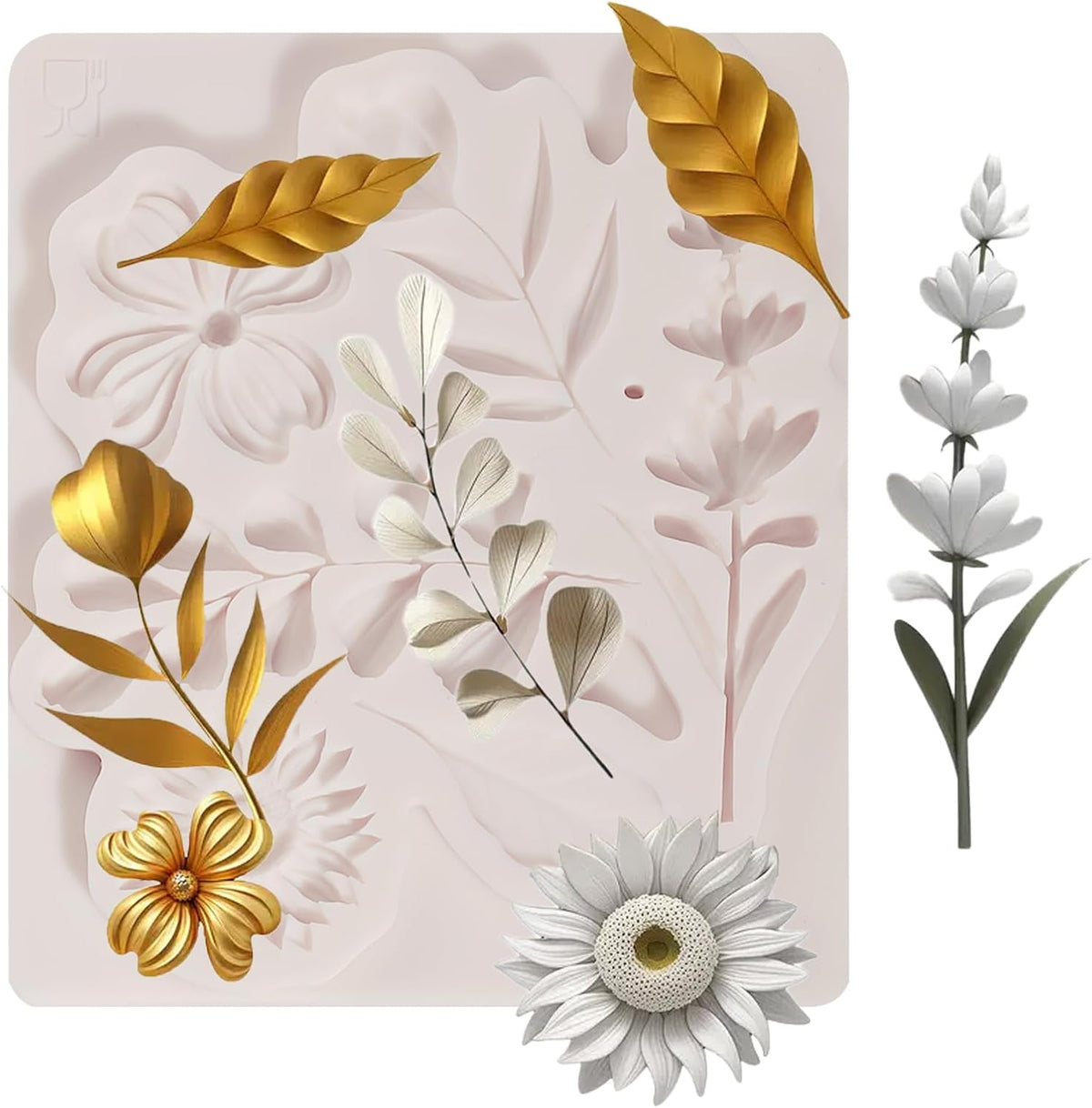1 Pcs Flower Fondant Mold for Cake Decoration, Leaf Chocolate Silicone Mold, Exquisite Flower and