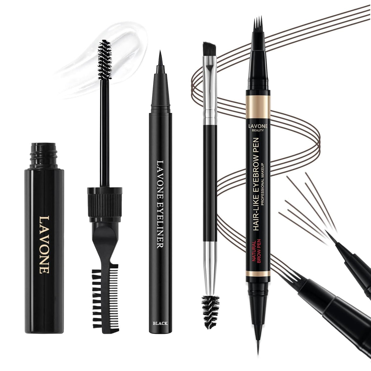 Eyebrow Pen Kit, with Microblading Eyebrow Pen, Eyebrow Gel, Eyeliner, Eyebrow Brush, Eyebrow