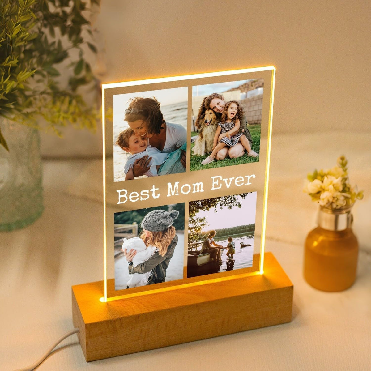 Custom Picture Frames with Photo, Personalized Photo Frame with Night Light, Customized Picture
