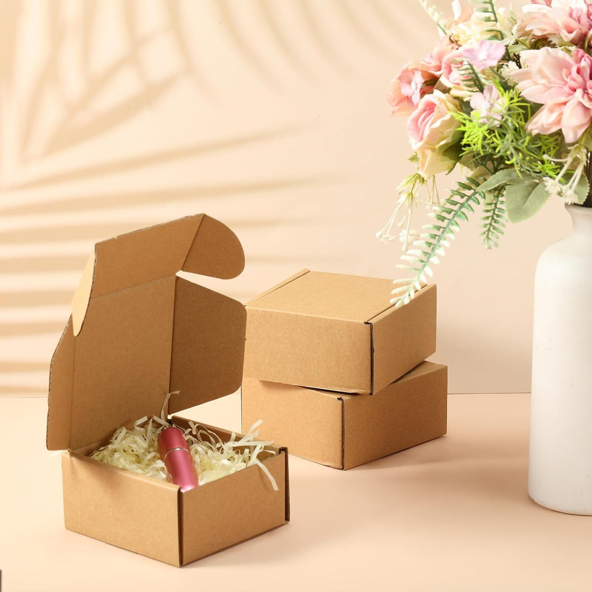 Qilery 200 Pcs Shipping Boxes Cardboard Gift Corrugated Cardboard Brown Boxes Mailer Packaging for