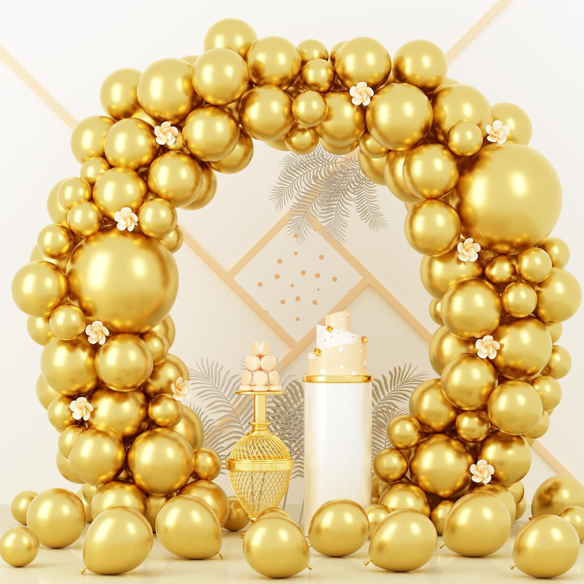 90pack Metallic Gold Balloons Different Size 18/12/10/5 Inch Chrome Gold Balloon Garland Arch Kit