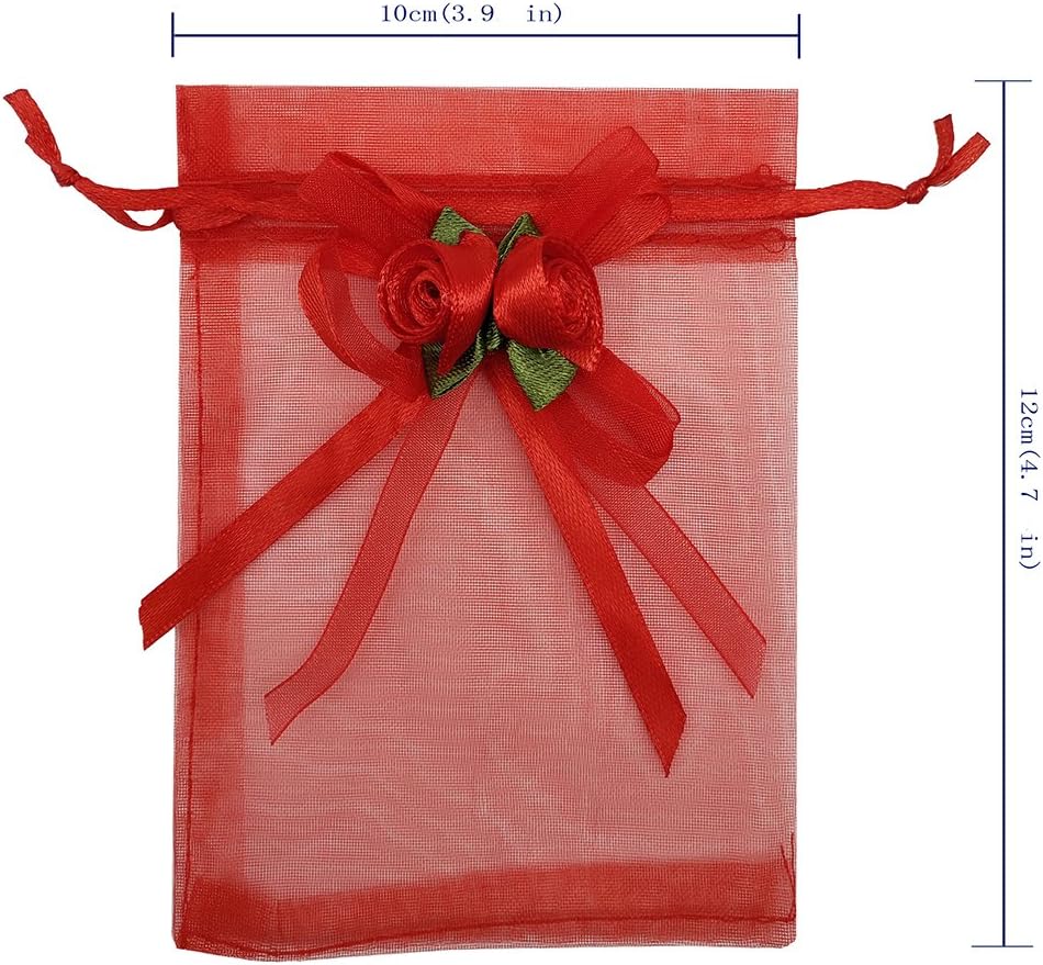 Ankirol 50pcs Sheer Organza Favor Bags For Wedding 3.8x4.8'' Gift Bags Samples Display Drawstring