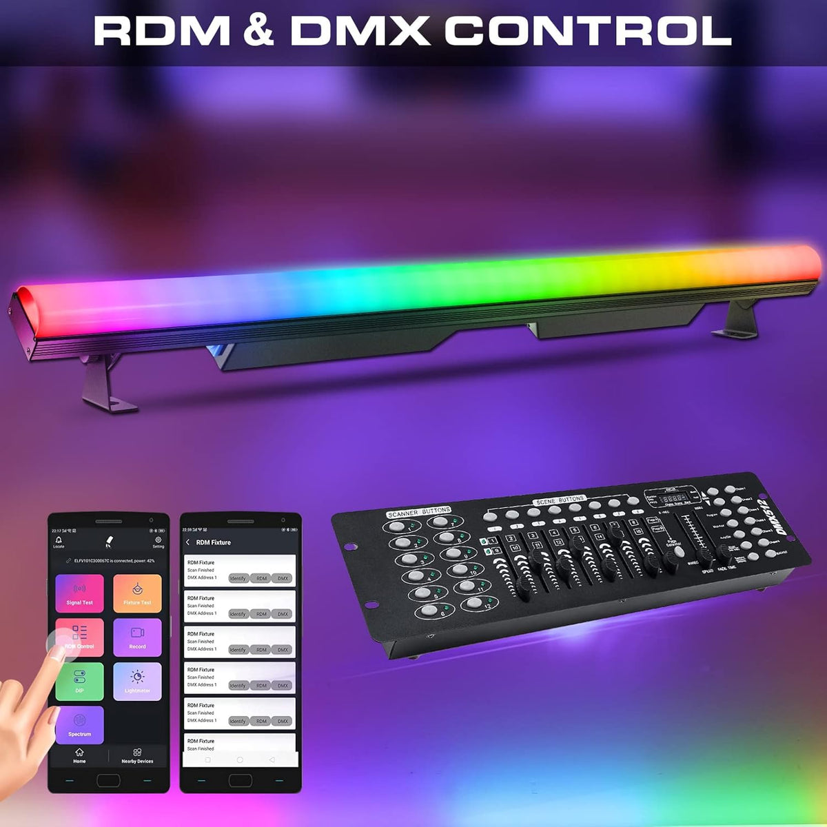 LED Stage Wash Light Bar - OPPSK 120W 36LEDs RGBW DMX Light Bar with Detachable Cover Chasing