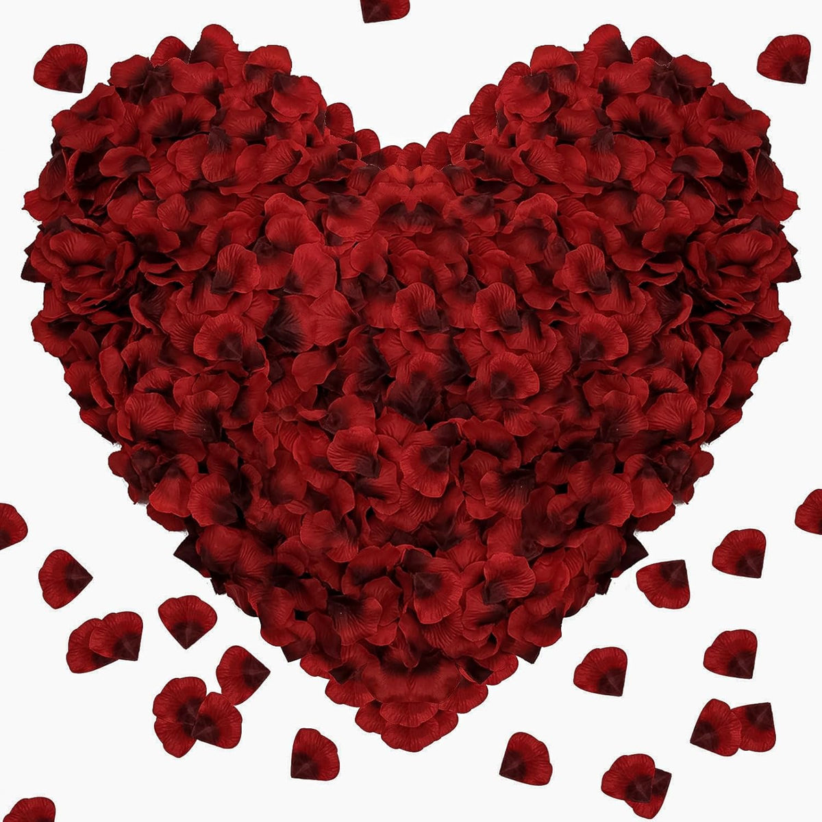1000 Pieces Rose Petals, Artificial Silk Rose Petals, Dark Red Dot Black, Classic/Elegant/Romantic