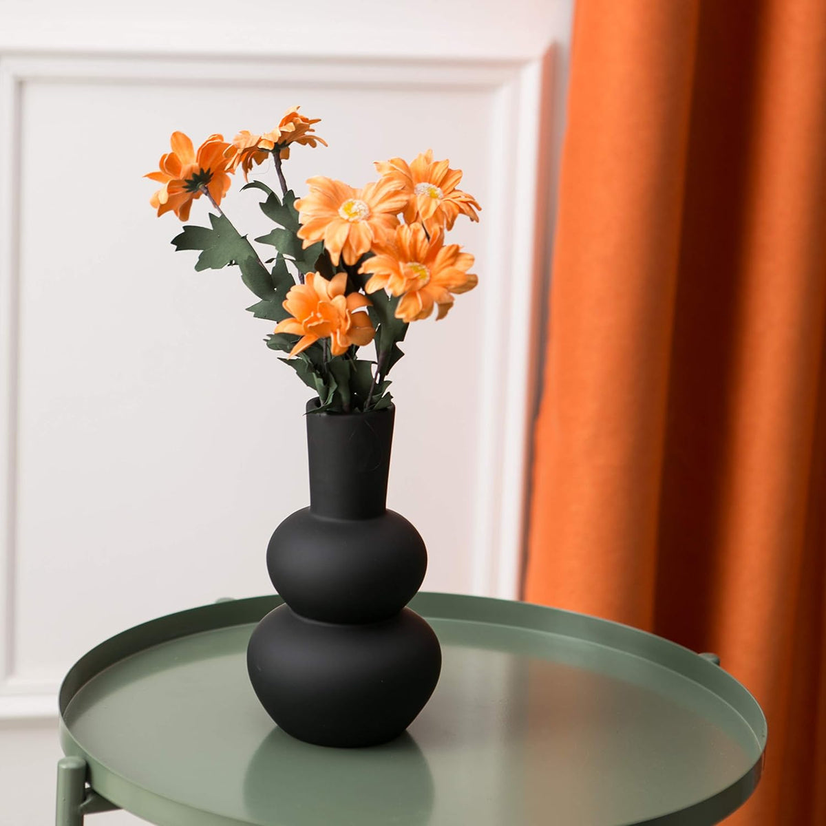 Black Ceramic Vase, Modern Vases for Pampas Grass, Matte Clay Vases for Wedding Boho Decor for