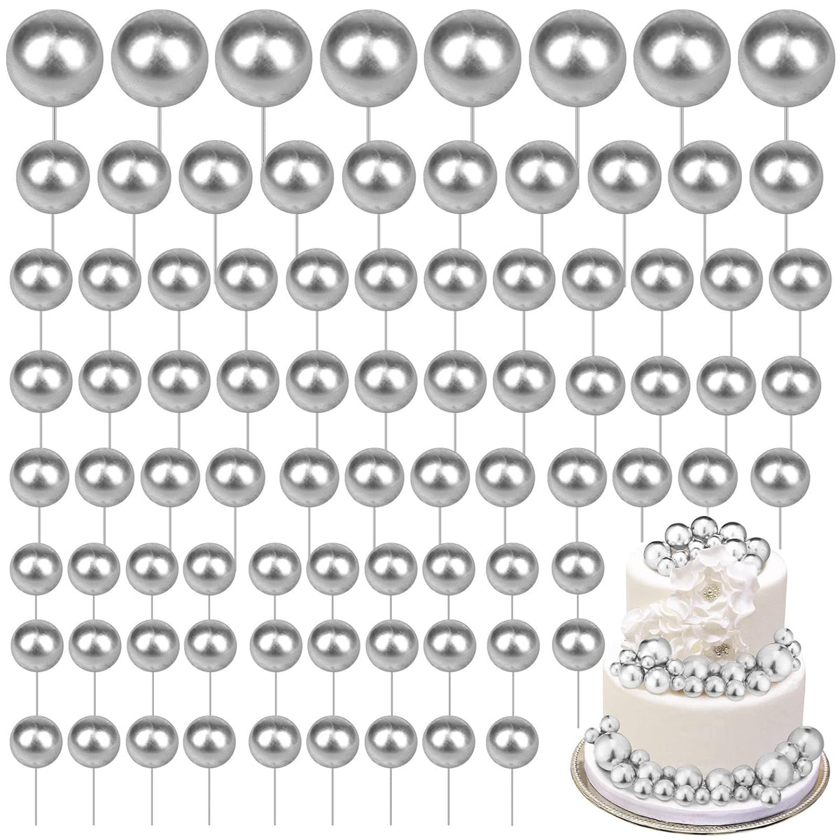 108 Pcs Balls Cake Topper DIY Cupcake Insert Foam Balloons for Cake Baking Wedding Anniversary