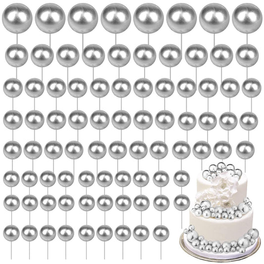 108 Pcs Balls Cake Topper DIY Cupcake Insert Foam Balloons for Cake Baking Wedding Anniversary