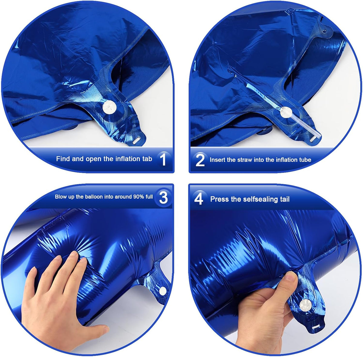 Big 40 Inch Night Blue 2 Number Balloon Birthday Decoration, Night Blue Number 2 Helium Balloons 12