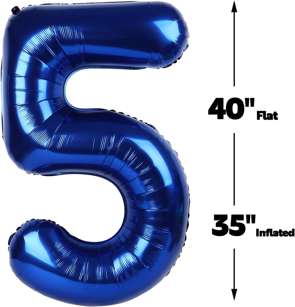 Large Night Blue 40 Inch Birthday Number 5 Balloon, Night Blue Five 5th 15 25 35 50 55 Birthday