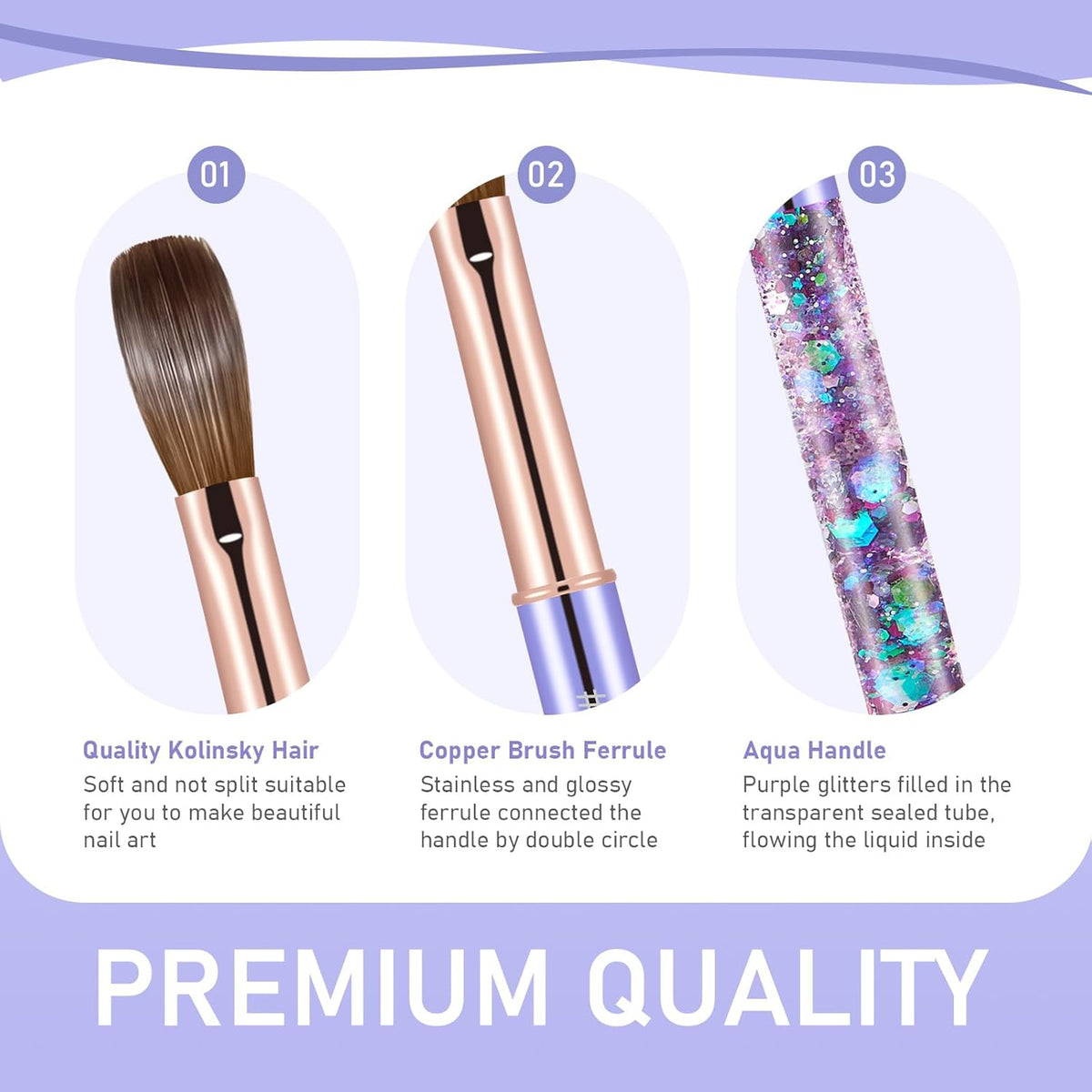 Acrylic Nail Brush Size #08, KEMEISI 100% Pure Kolinsky Nail Art Brushes Sturdy Handle Oval Shaped