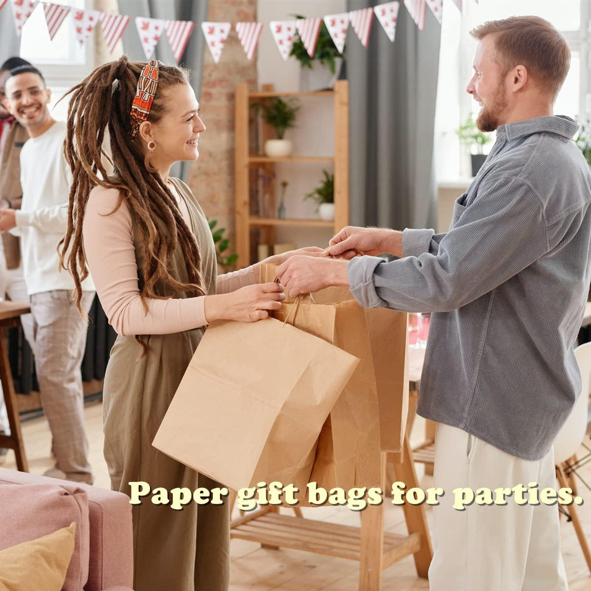 BagDream 12x7x12 Paper Bags 50Pcs Brown Paper Bags with Handles, Kraft Shopping Merchandise Retail