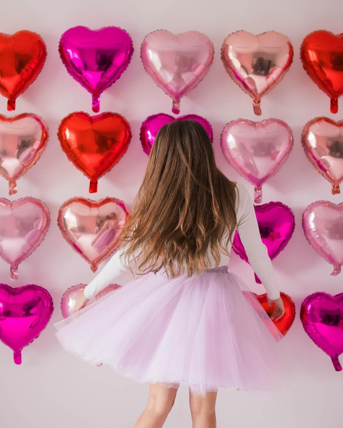 10pcs Fluorescent Pink Heart Balloons - 18 Inch Hot Pink Heart Shapes for Baby Shower, Wedding