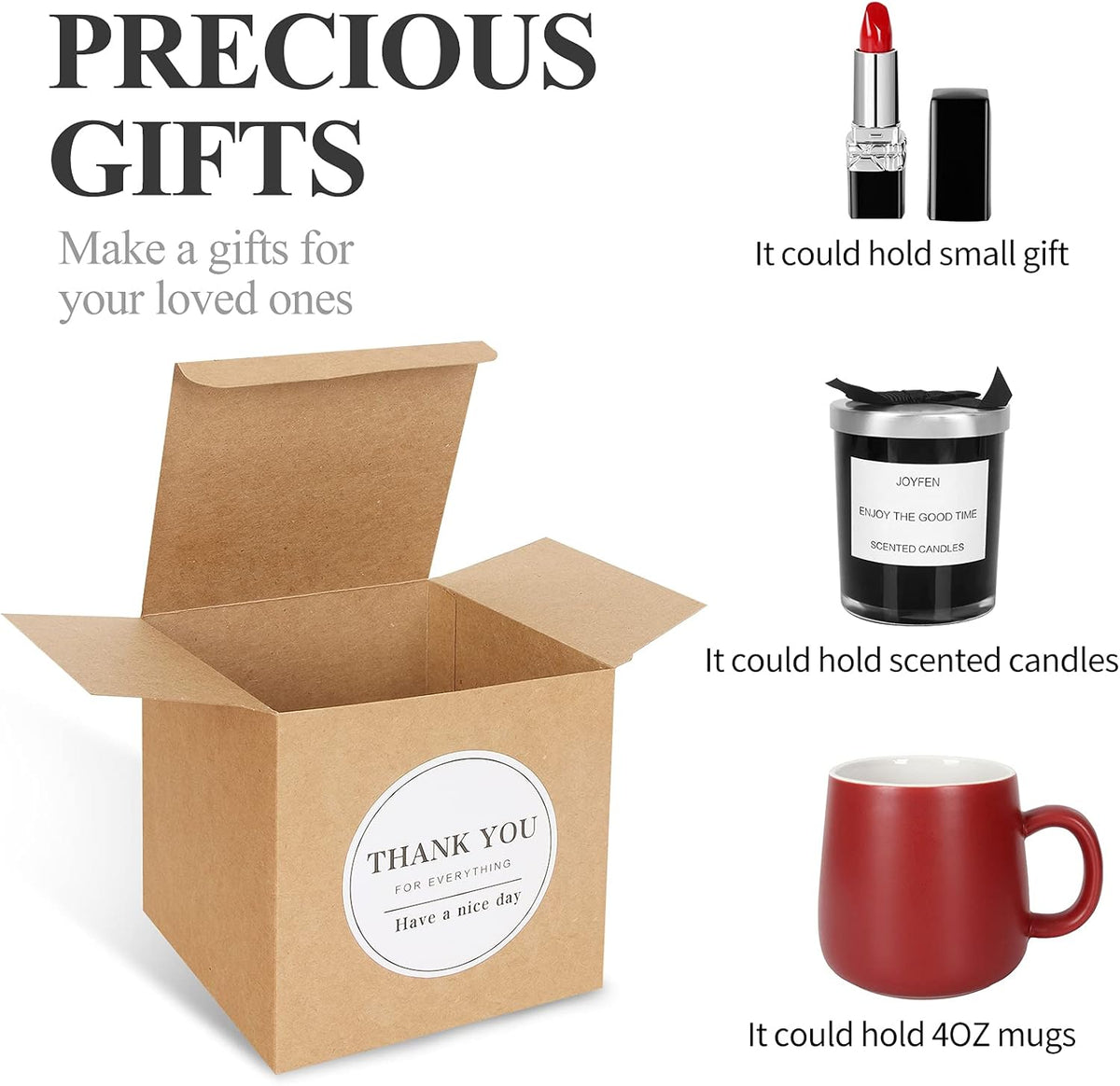 COTOPHER Small Gift Boxes 60 Pack 4x4x4 inches Brown Gift Boxes with Lids for Gifts, Crafting