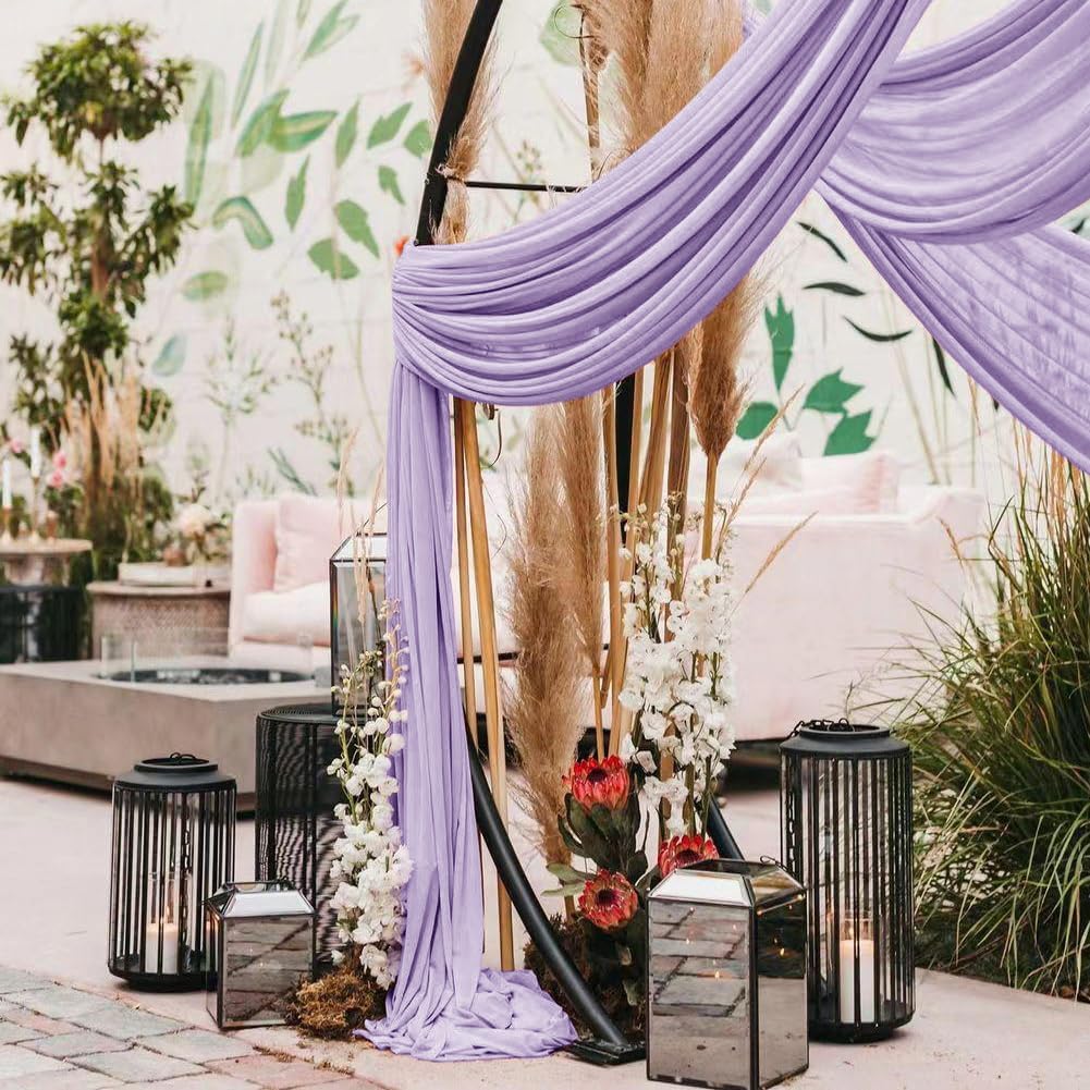 Wedding Arch Draping Fabric 2 Panels 30'' x 18FT Lilac Sheer Chiffon Arch Drapery for Photo Booth