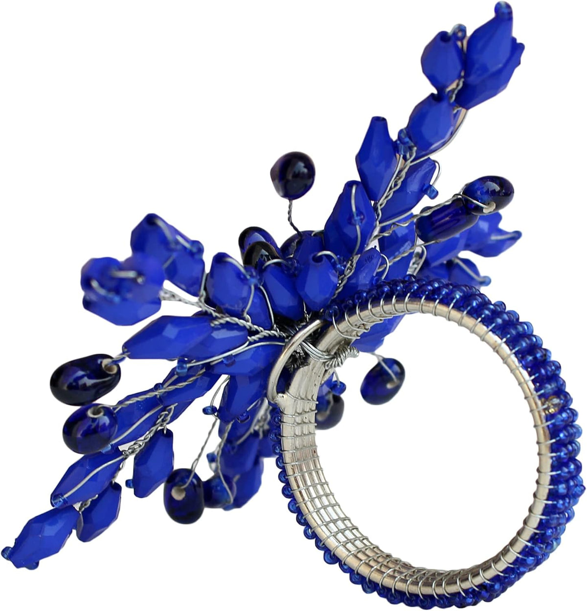 Napkin Rings Set of 12 for Dining Table Decoration Parties Everyday Metal Napkin Holder Leaf Blue